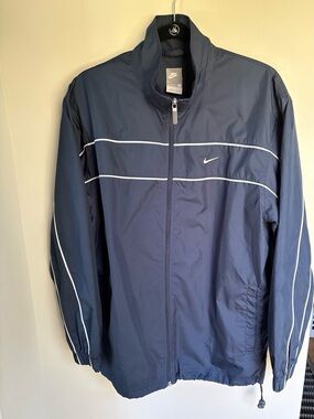 Nike 2007 Y2K Windbreaker Jacket Mens M Navy White Piping Swoosh Track